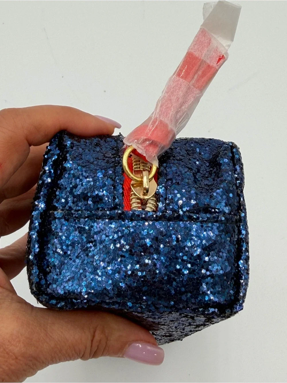 NWT Trina Turk Navy Blue Glitter Cosmetic Makeup Travel Pouch